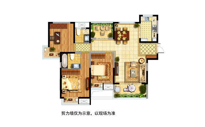 室內(nèi)平面效果圖制作四家具家電的擺放圖