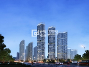 現(xiàn)代高層住宅夜景效果圖
